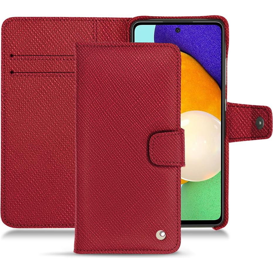 Noreve Lederschutzhülle Wallet (Samsung Galaxy A52), Smartphone Hülle, Rot