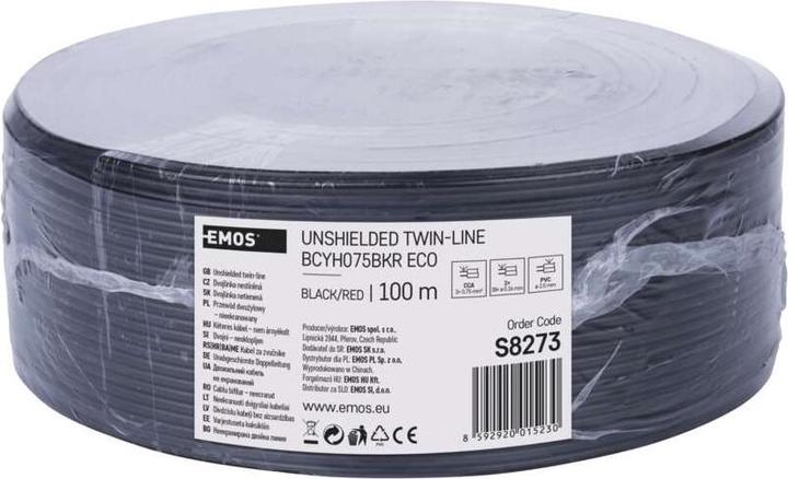 Productafbeelding Emos Twisted pair kabel ECO 2x0,75mm, zwart-rood, 100m (100 m, 0.75 mm²)