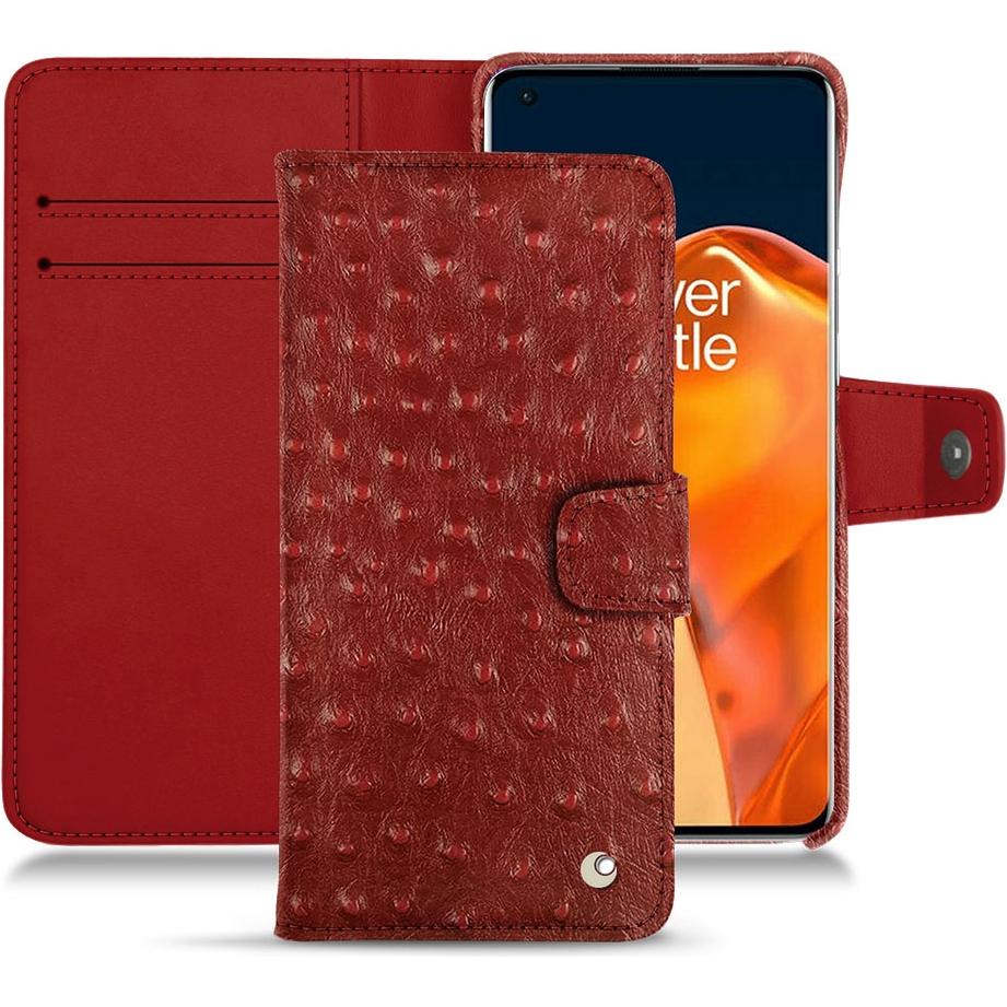 Noreve Lederschutzhülle Wallet (OnePlus 9 Pro), Smartphone Hülle, Rot