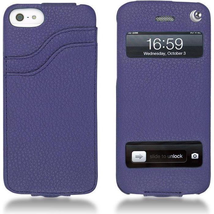 Noreve Lederschutzhülle vertikal (Apple iPhone 5), Smartphone Hülle, Violett