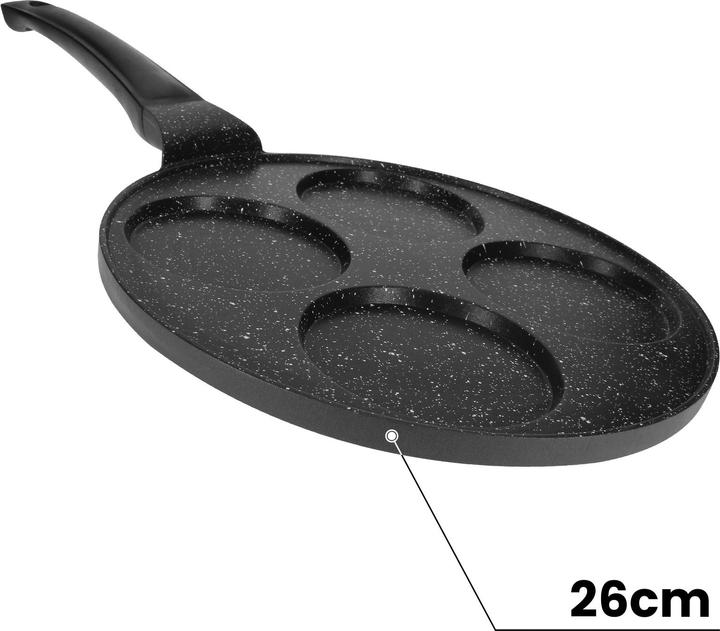 Immagine prodotto Cheffinger Padella per pancake 26 cm per 4 persone Rivestimento in marmo con manico ergonomico (26 cm, Padella di crêpe)