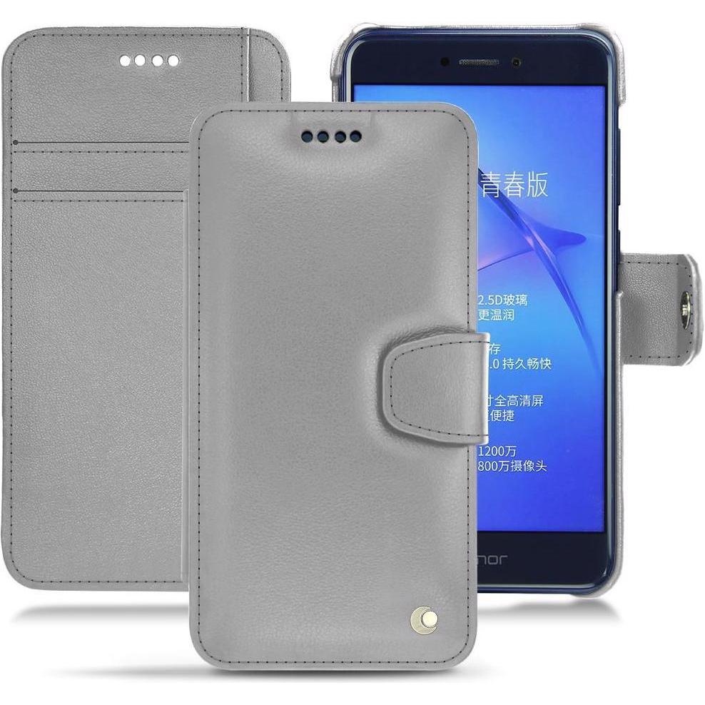 Noreve Lederschutzhülle Wallet (Huawei P8 Lite (2017)), Smartphone Hülle, Grau