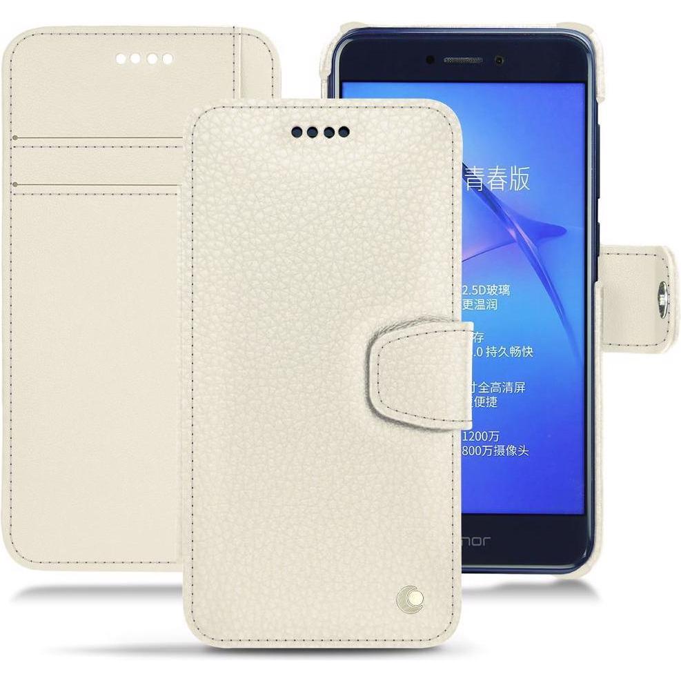Noreve Lederschutzhülle Wallet (Huawei P8 Lite (2017)), Smartphone Hülle, Weiss
