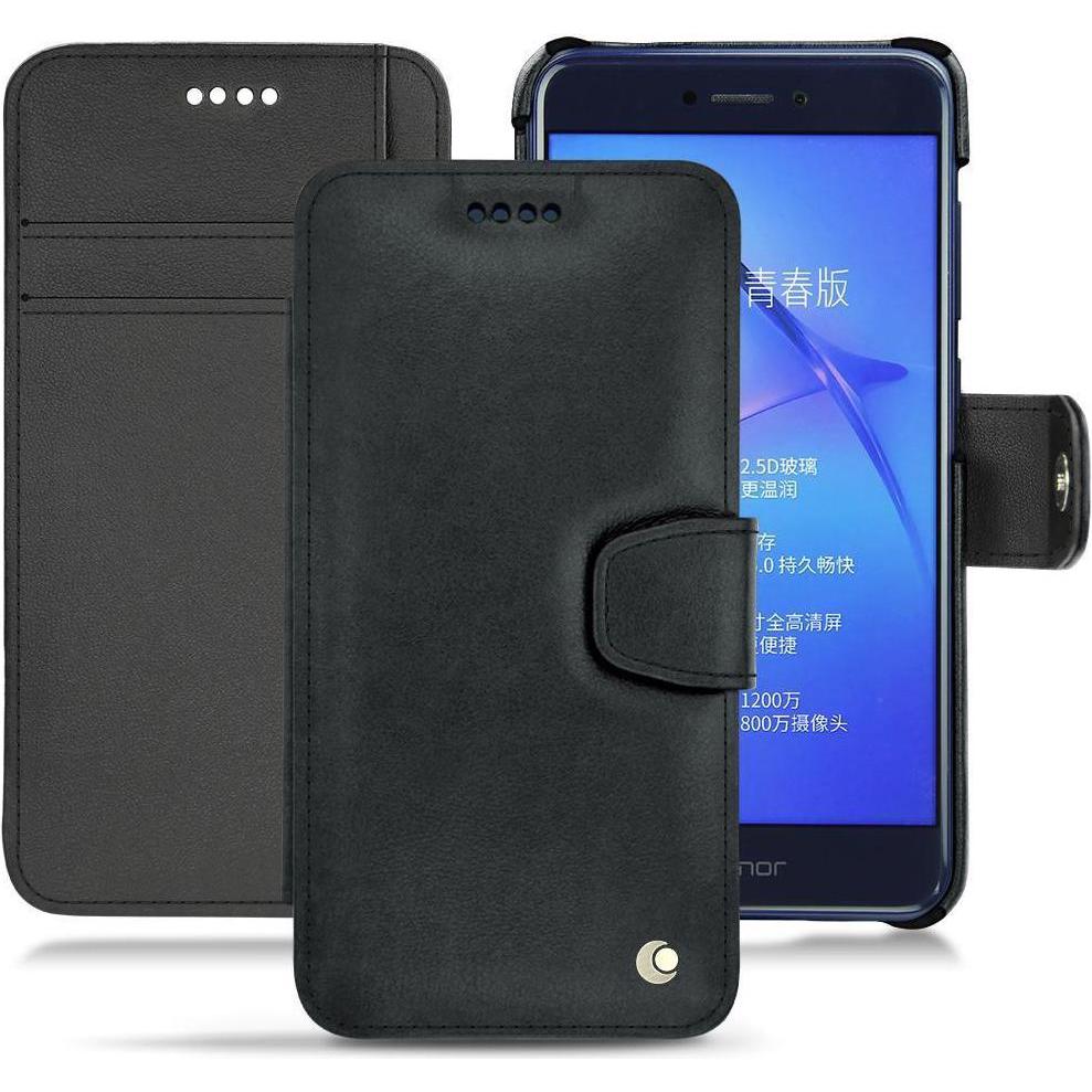 Noreve Lederschutzhülle Wallet (Huawei P8 Lite (2017)), Smartphone Hülle, Schwarz