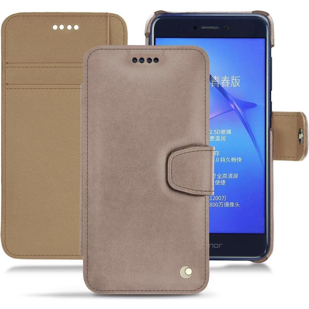 Noreve Lederschutzhülle Wallet (Huawei P8 Lite (2017)), Smartphone Hülle, Beige