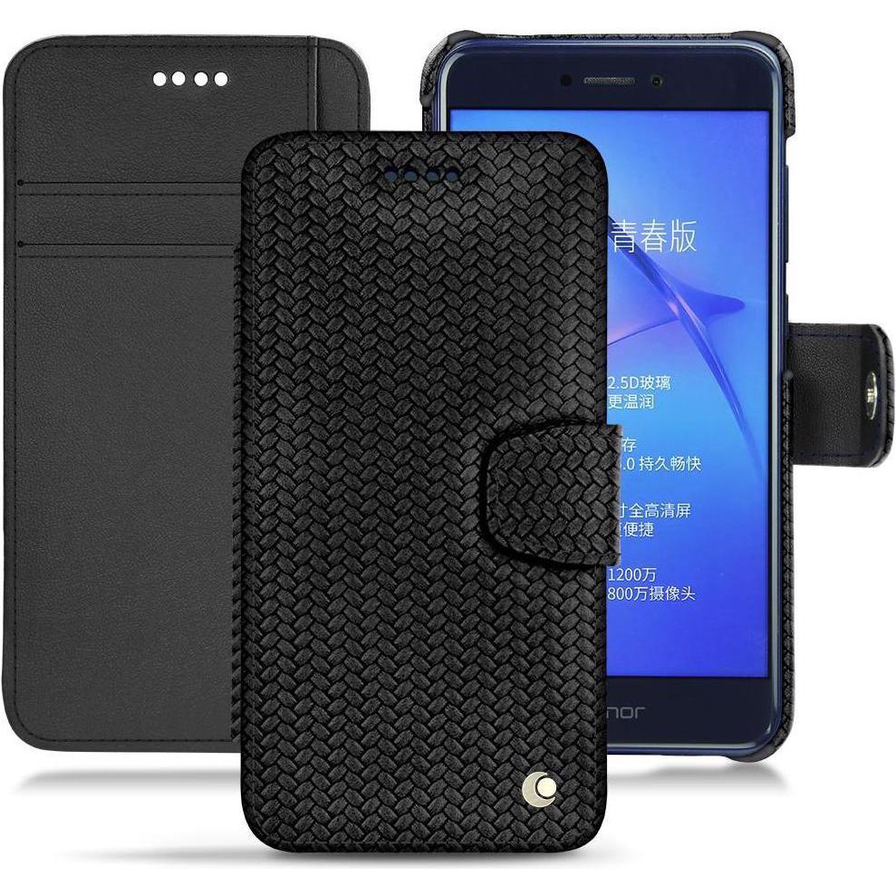 Noreve Lederschutzhülle Wallet (Huawei P8 Lite (2017)), Smartphone Hülle, Schwarz