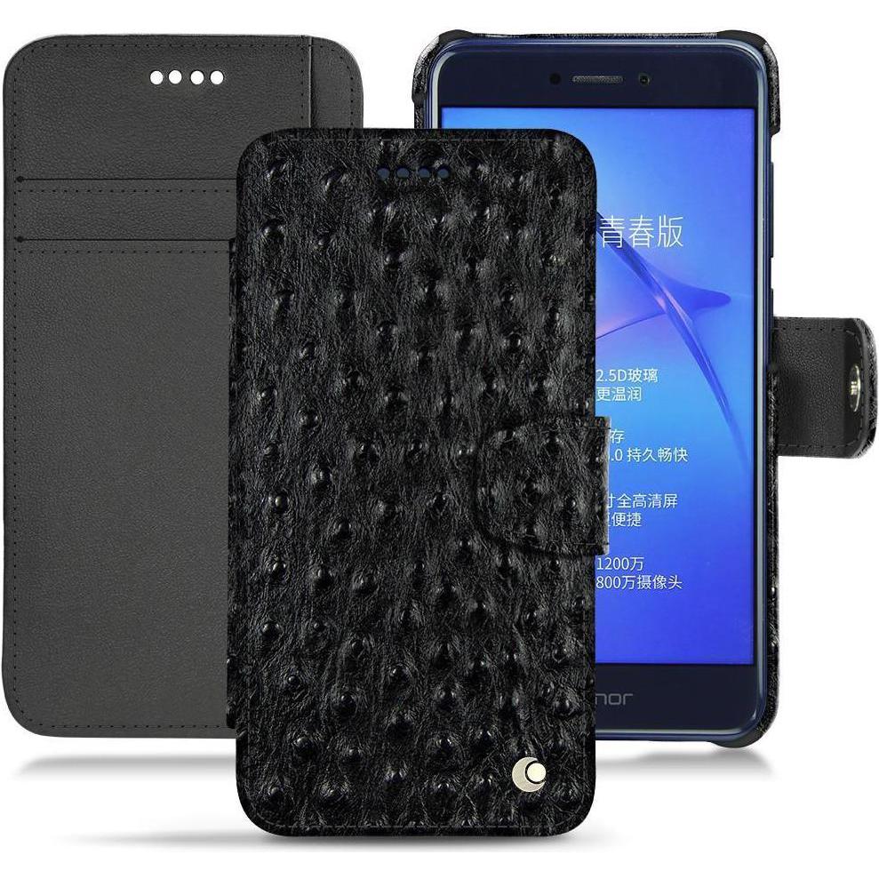 Noreve Lederschutzhülle Wallet (Huawei P8 Lite (2017)), Smartphone Hülle, Schwarz