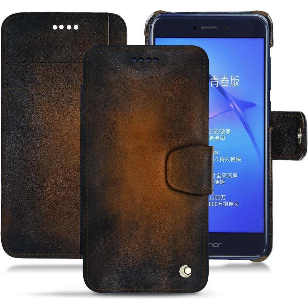 Noreve Lederschutzhülle Wallet (Huawei P8 Lite (2017)), Smartphone Hülle, Braun