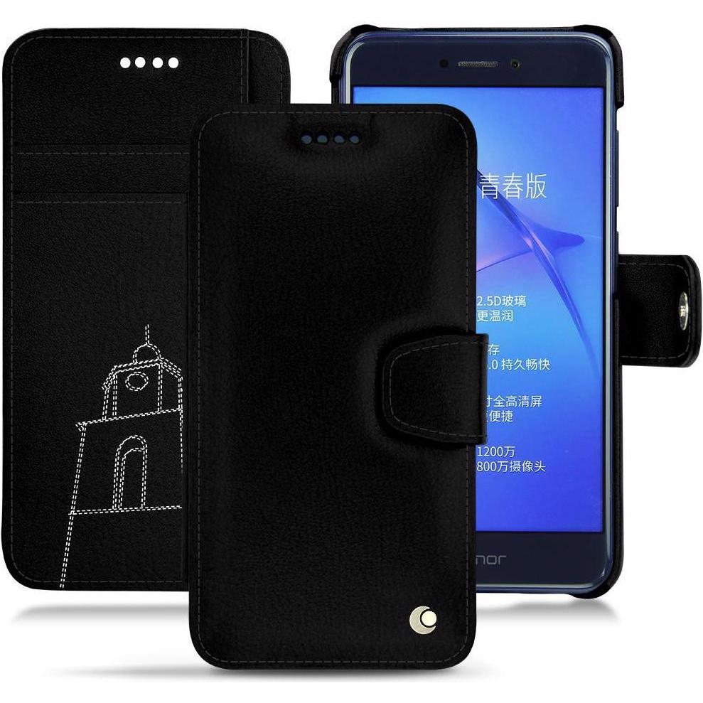 Noreve Lederschutzhülle Wallet (Huawei P8 Lite (2017)), Smartphone Hülle, Schwarz