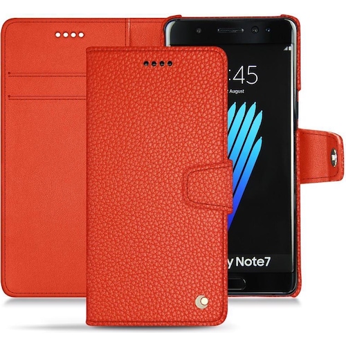 Noreve Lederschutzhülle Wallet (Samsung Galaxy Note 7), Smartphone Hülle, Orange