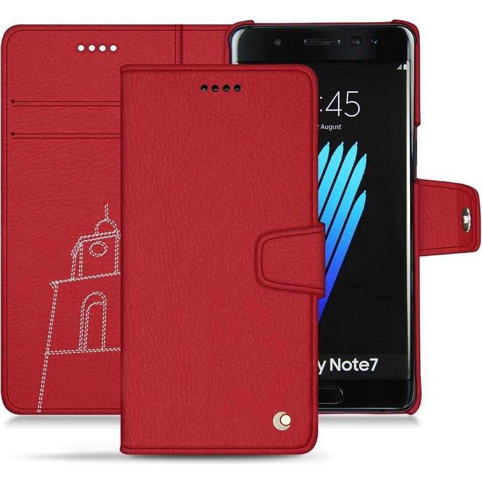 Noreve Lederschutzhülle Wallet (Samsung Galaxy Note 7), Smartphone Hülle, Rot