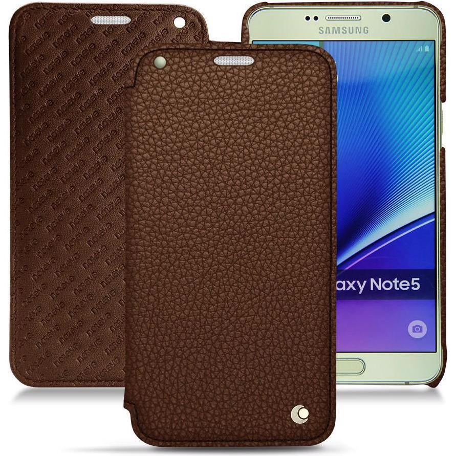 Noreve Lederschutzhülle horizontal (Samsung Galaxy Note 5), Smartphone Hülle, Braun