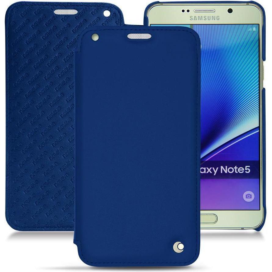 Noreve Lederschutzhülle horizontal (Samsung Galaxy Note 5), Smartphone Hülle, Blau