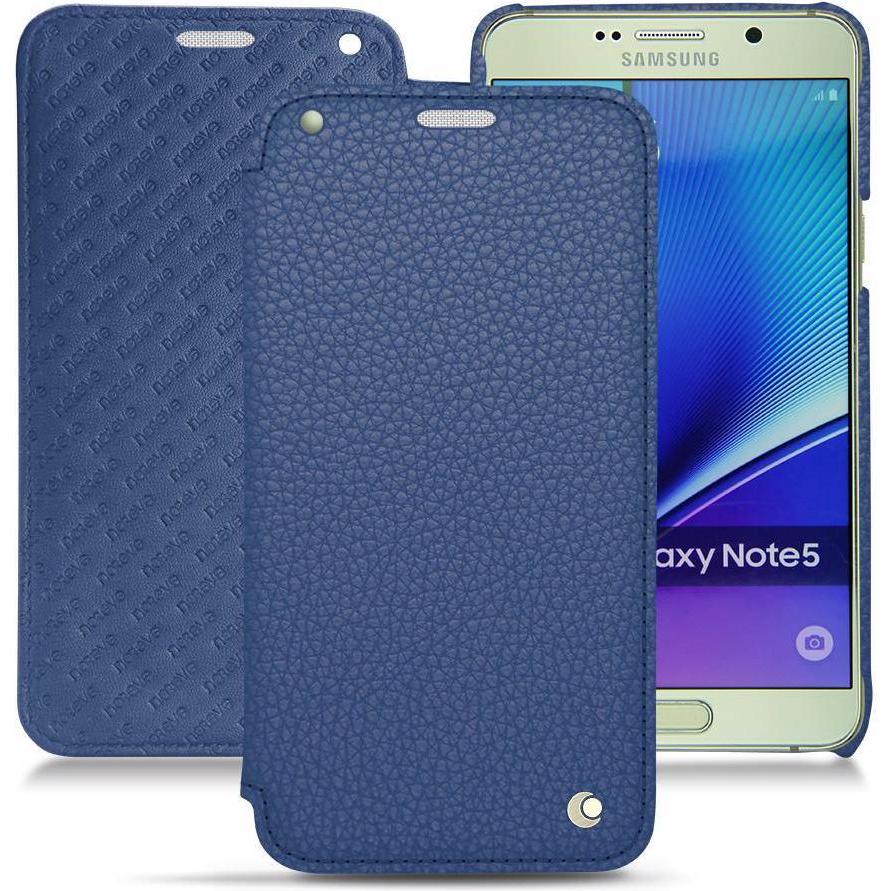 Noreve Lederschutzhülle horizontal (Samsung Galaxy Note 5), Smartphone Hülle, Blau