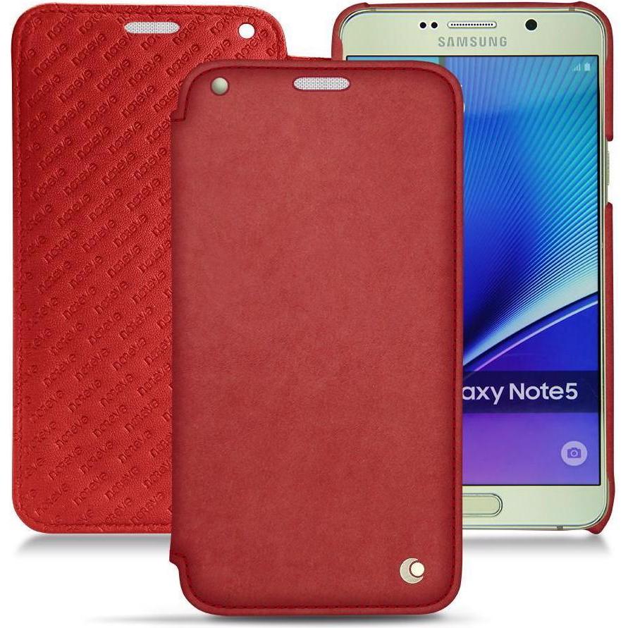Noreve Lederschutzhülle horizontal (Samsung Galaxy Note 5), Smartphone Hülle, Rot