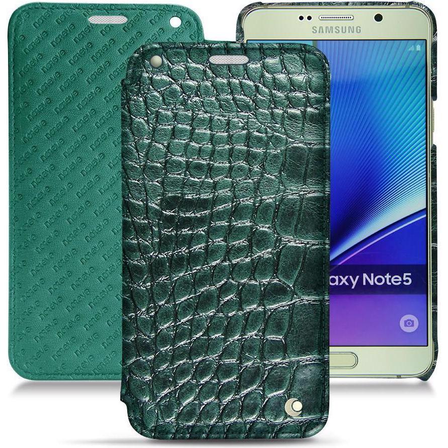 Noreve Lederschutzhülle horizontal (Samsung Galaxy Note 5), Smartphone Hülle, Grün