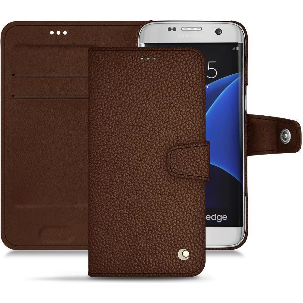 Noreve Lederschutzhülle Wallet (Samsung Galaxy S7 Edge), Smartphone Hülle, Braun