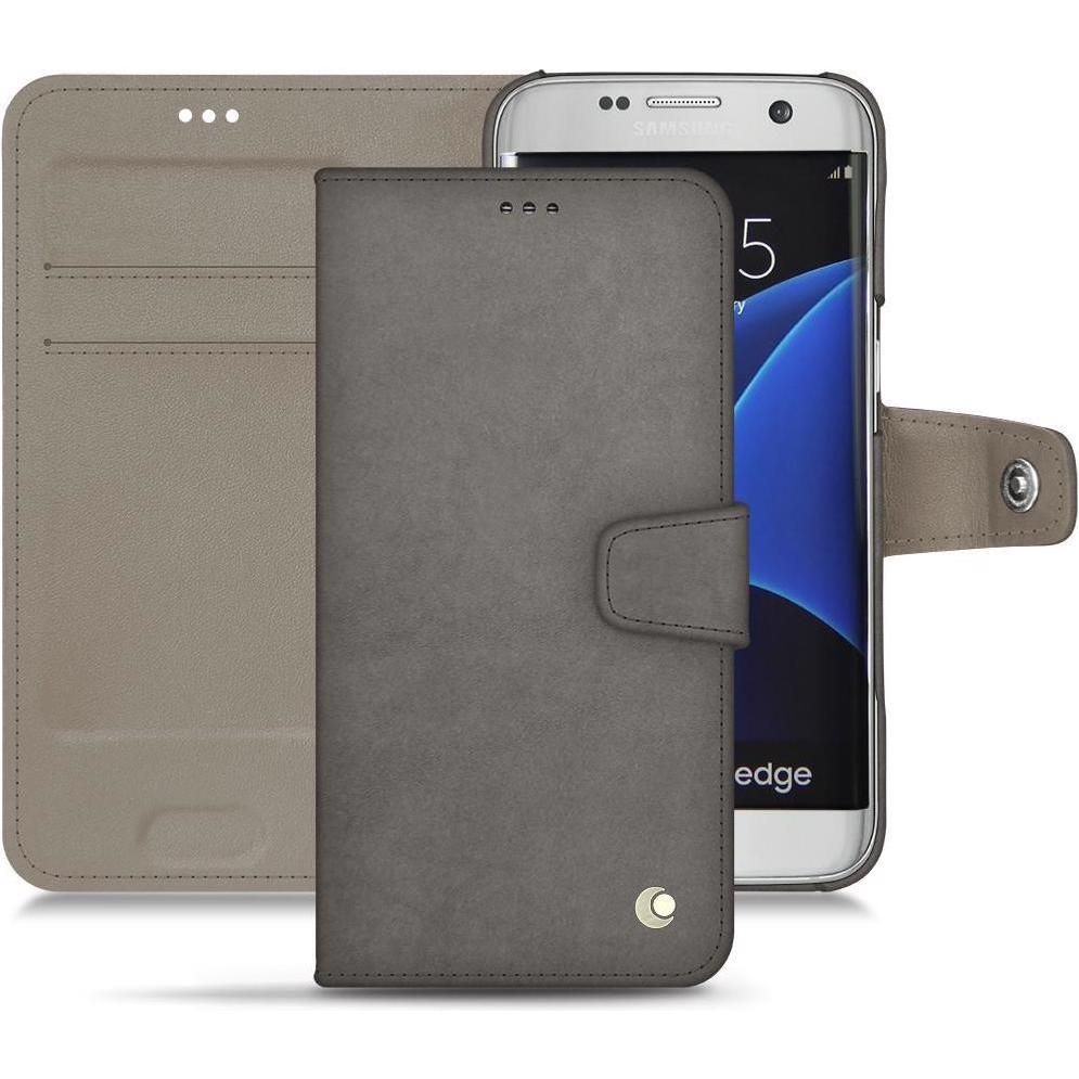 Noreve Lederschutzhülle Wallet (Samsung Galaxy S7 Edge), Smartphone Hülle, Grau