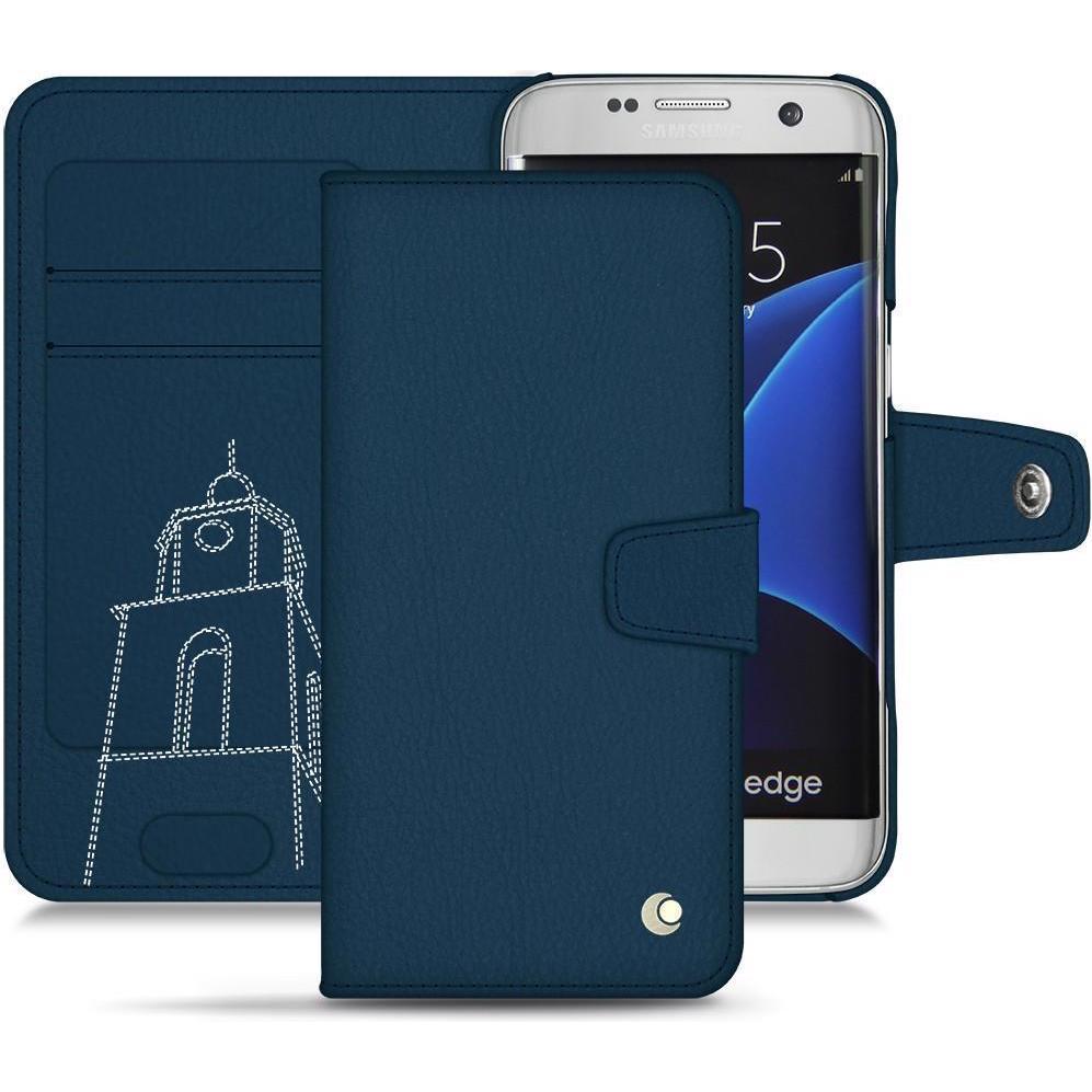 Noreve Lederschutzhülle Wallet (Samsung Galaxy S7 Edge), Smartphone Hülle, Blau
