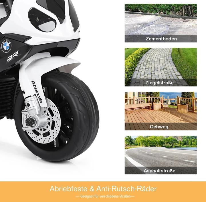 Immagine prodotto Homcom Kinder Elektro Motorrad mit Licht- und Soundeffekte BMW S1000 RR Weiss (6 V)