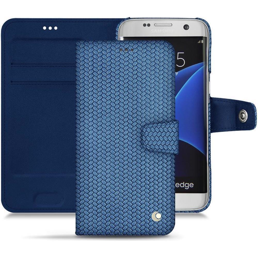 Noreve Lederschutzhülle Wallet (Samsung Galaxy S7 Edge), Smartphone Hülle, Blau
