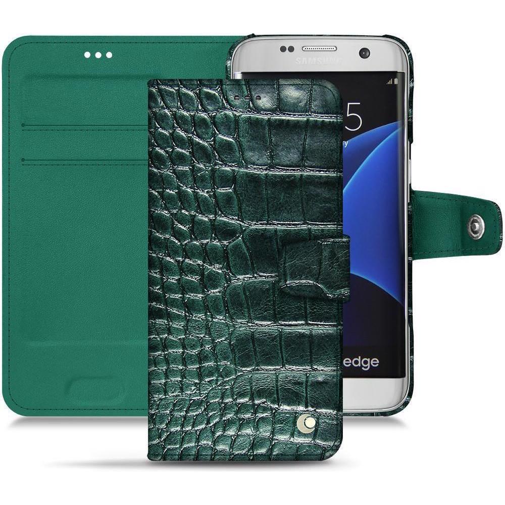 Noreve Lederschutzhülle Wallet (Samsung Galaxy S7 Edge), Smartphone Hülle, Grün