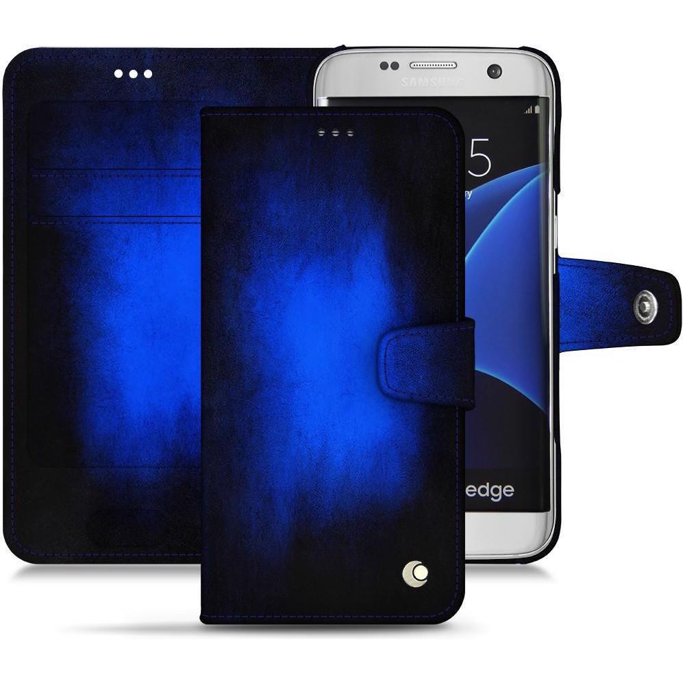 Noreve Lederschutzhülle Wallet (Samsung Galaxy S7 Edge), Smartphone Hülle, Blau