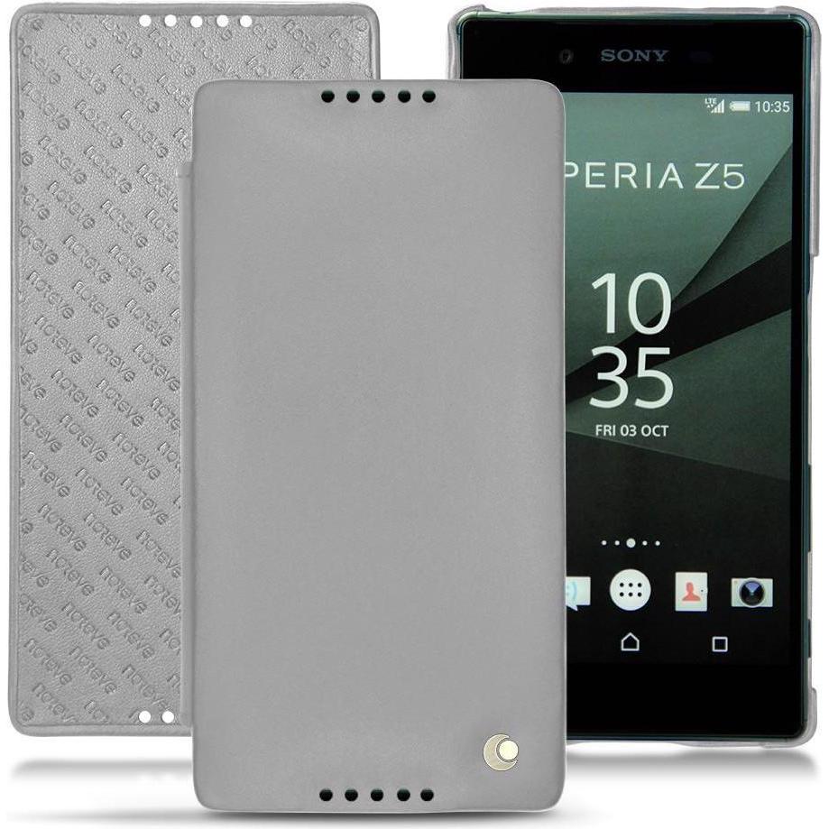 Noreve Lederschutzhülle horizontal (Sony Xperia Z5), Smartphone Hülle, Grau