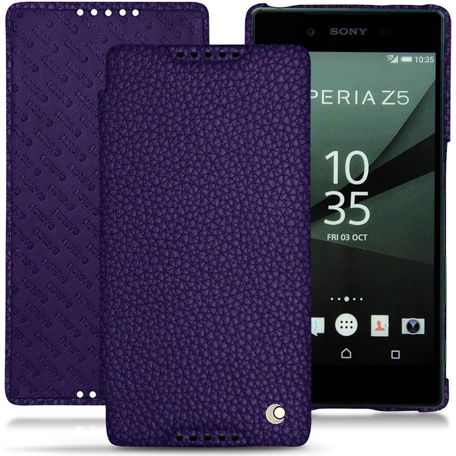 Noreve Lederschutzhülle horizontal (Sony Xperia Z5), Smartphone Hülle, Violett