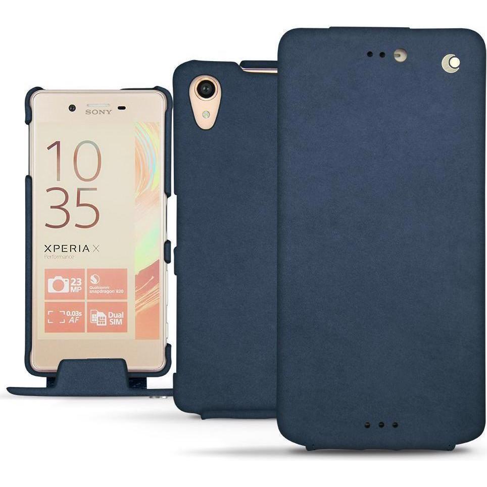 Noreve Lederschutzhülle vertikal (Sony Xperia X Performance), Smartphone Hülle, Blau