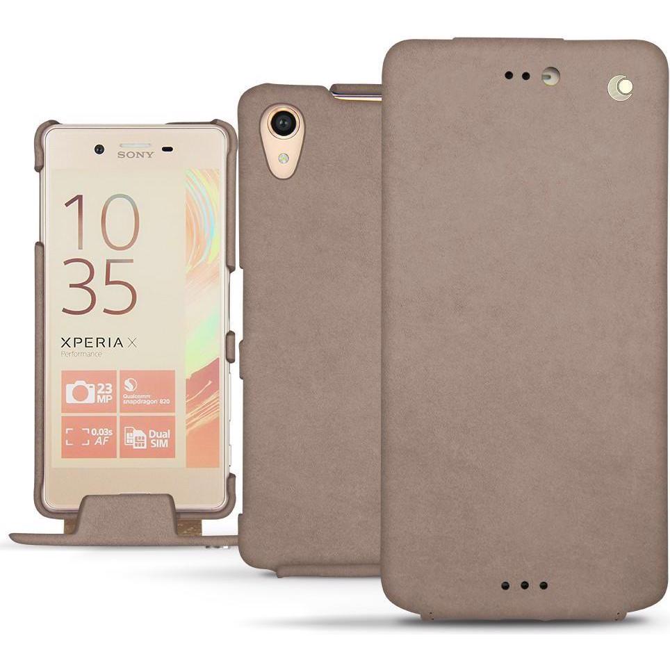 Noreve Lederschutzhülle vertikal (Sony Xperia X Performance), Smartphone Hülle, Beige