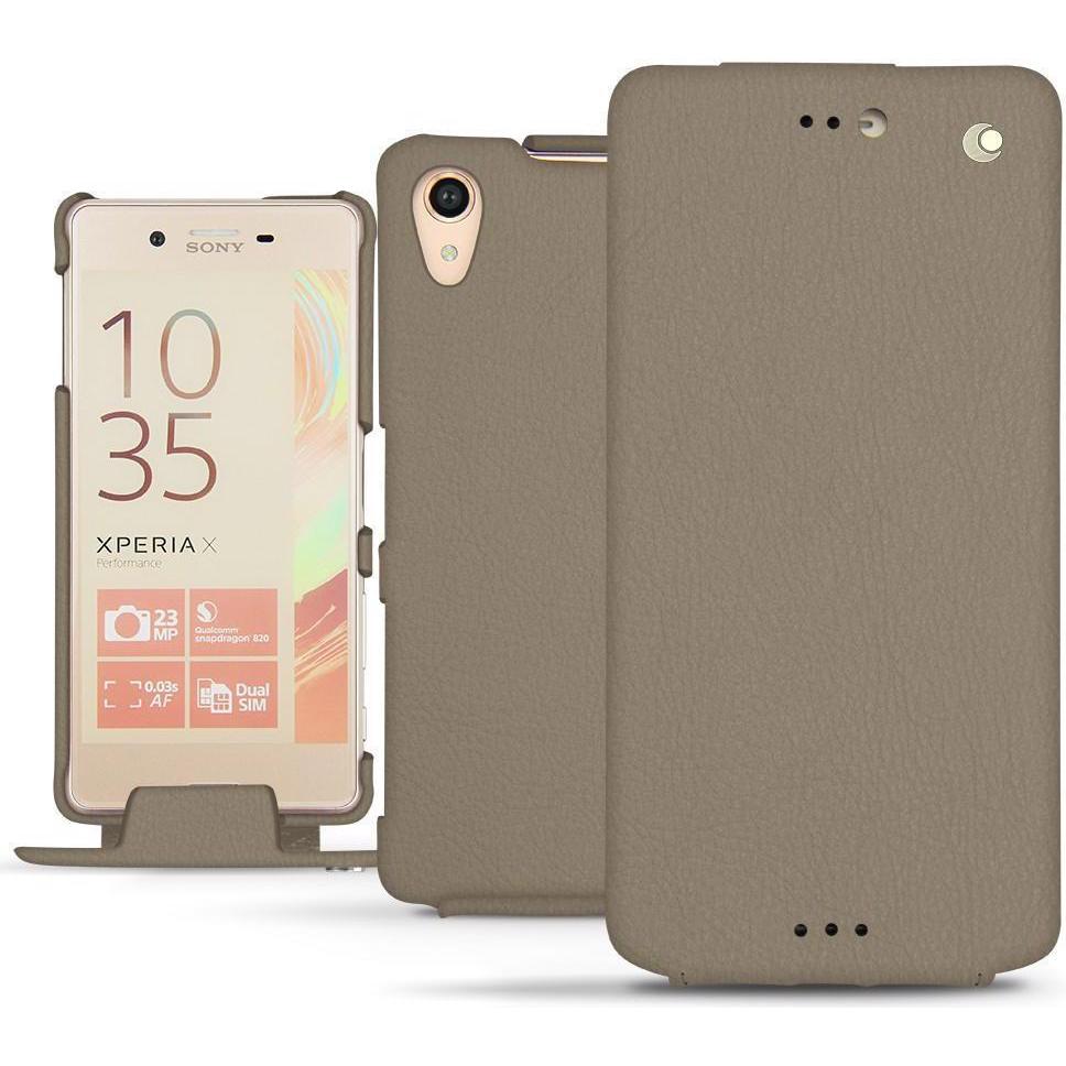 Noreve Lederschutzhülle vertikal (Sony Xperia X Performance), Smartphone Hülle, Beige
