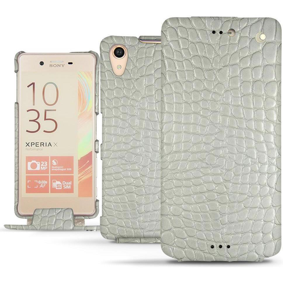 Noreve Lederschutzhülle vertikal (Sony Xperia X Performance), Smartphone Hülle, Weiss