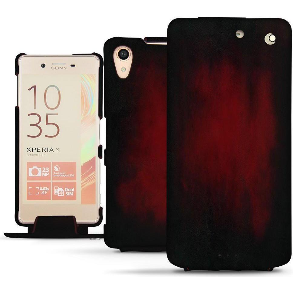 Noreve Lederschutzhülle vertikal (Sony Xperia X Performance), Smartphone Hülle, Rot