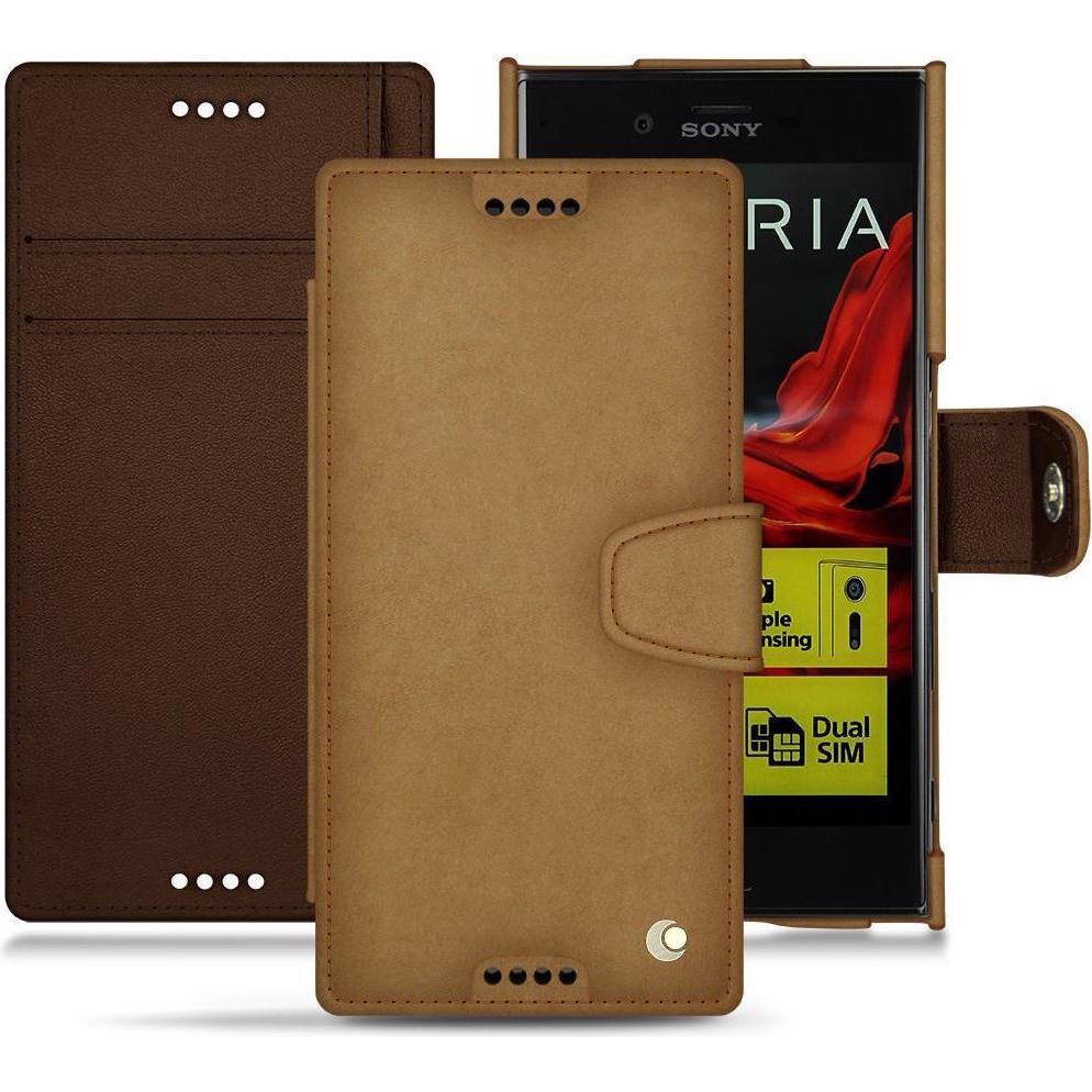 Noreve Lederschutzhülle Wallet (Sony Xperia XZ), Smartphone Hülle, Braun