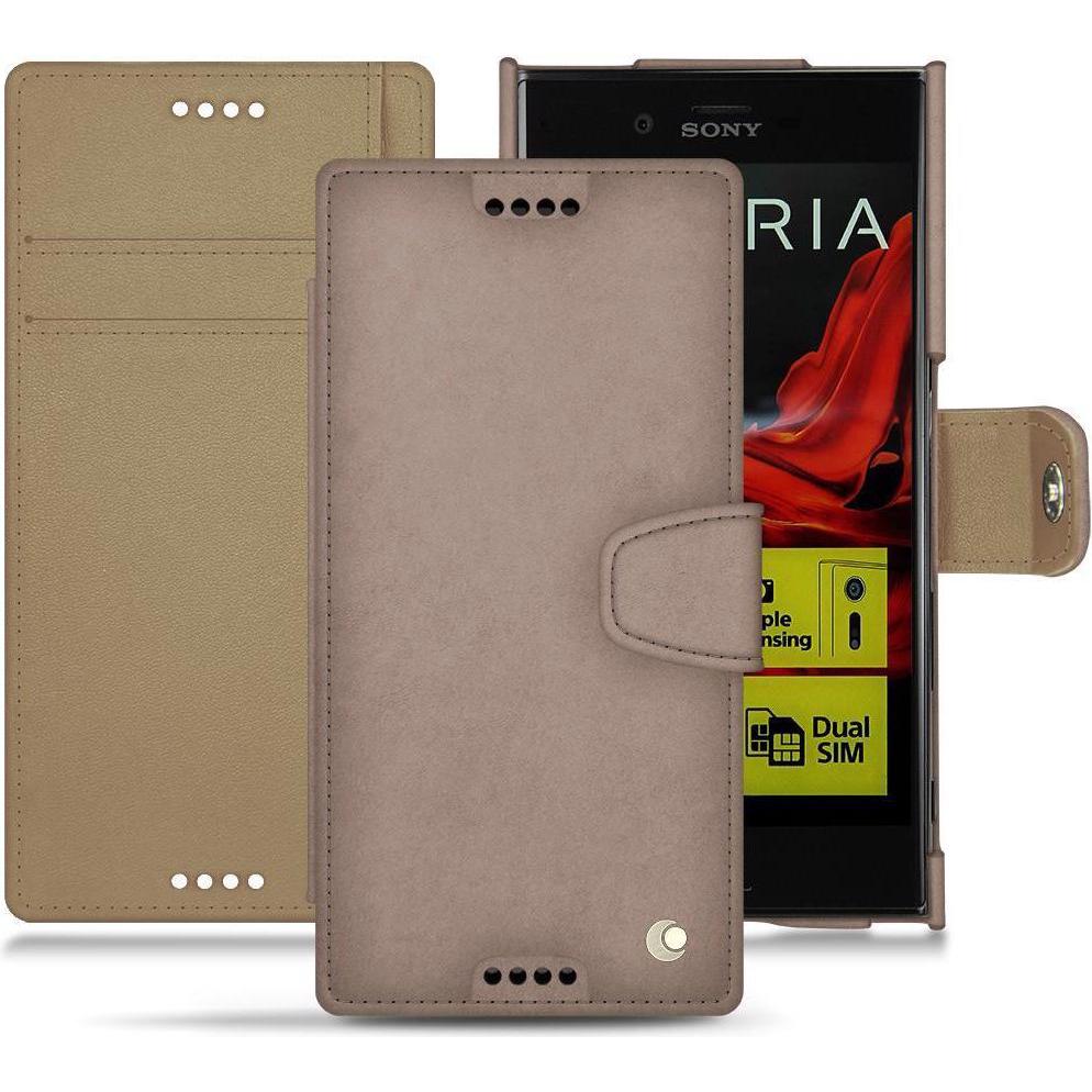 Noreve Lederschutzhülle Wallet (Sony Xperia XZ), Smartphone Hülle, Beige