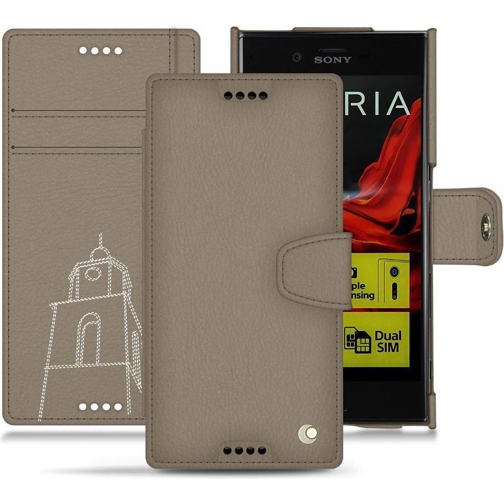 Noreve Lederschutzhülle Wallet (Sony Xperia XZ), Smartphone Hülle, Beige