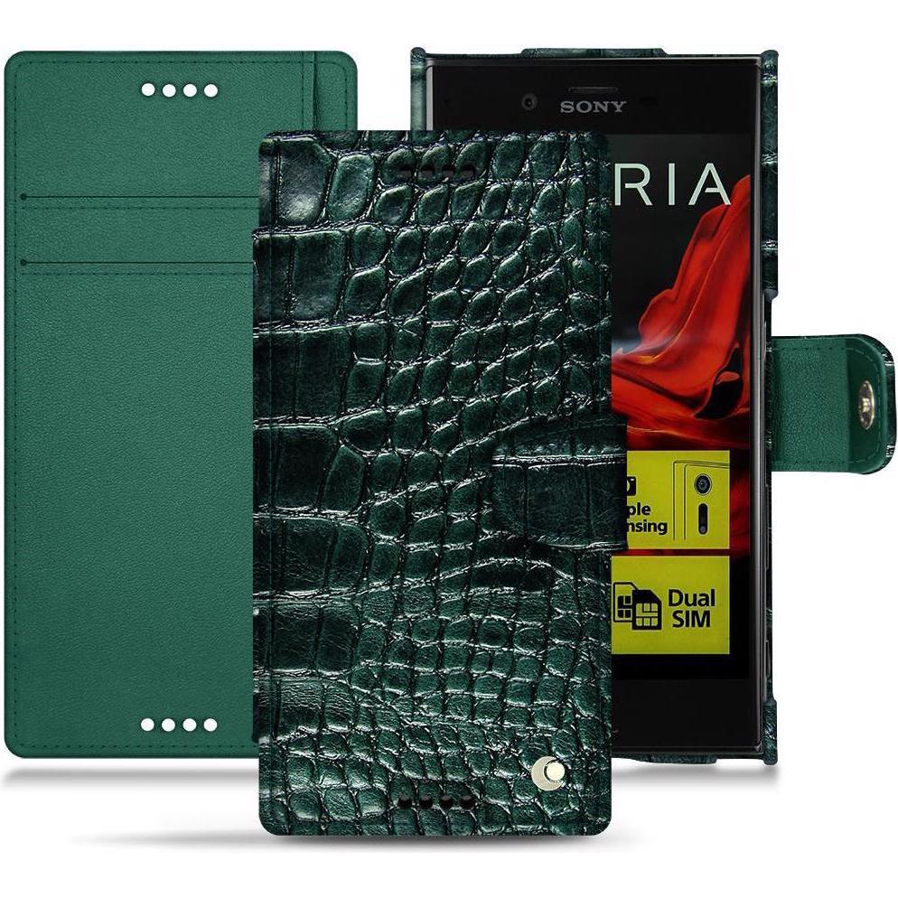 Noreve Lederschutzhülle Wallet (Sony Xperia XZ), Smartphone Hülle, Grün