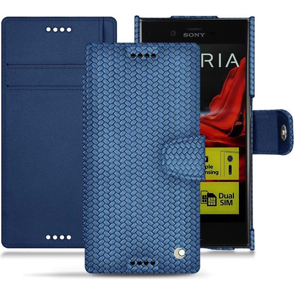 Noreve Lederschutzhülle Wallet (Sony Xperia XZ), Smartphone Hülle, Blau