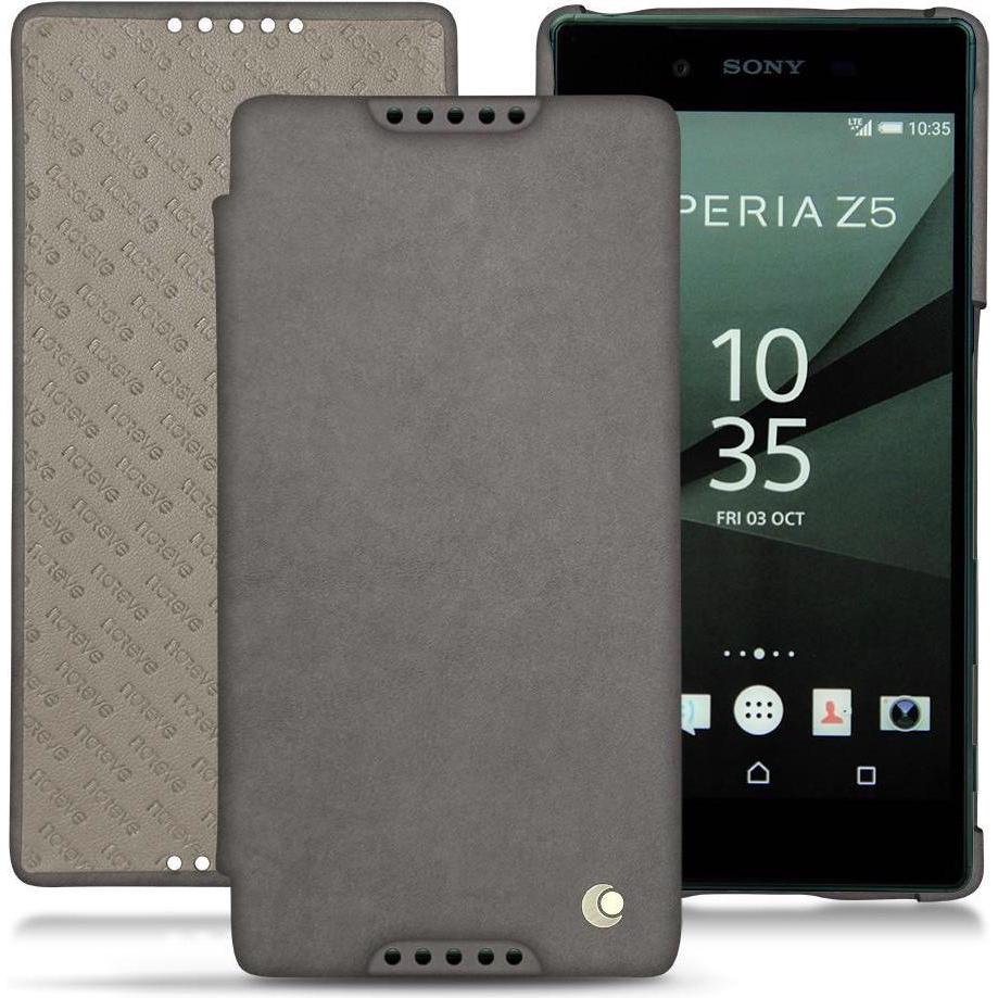 Noreve Lederschutzhülle horizontal (Sony Xperia Z5), Smartphone Hülle, Grau