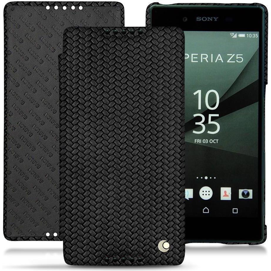 Noreve Lederschutzhülle horizontal (Sony Xperia Z5), Smartphone Hülle, Schwarz