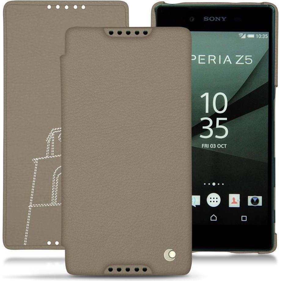 Noreve Lederschutzhülle horizontal (Sony Xperia Z5), Smartphone Hülle, Beige