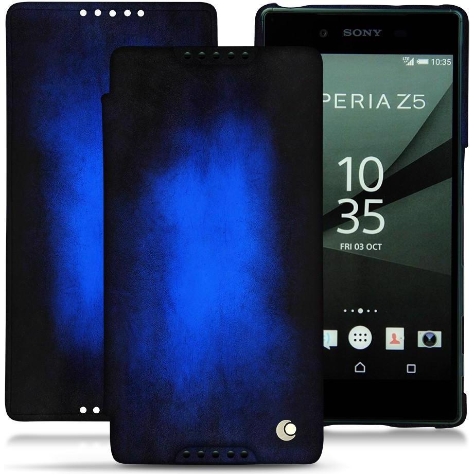Thumbnail - Noreve Lederschutzhülle horizontal (Sony Xperia Z5), Smartphone Hülle, Blau