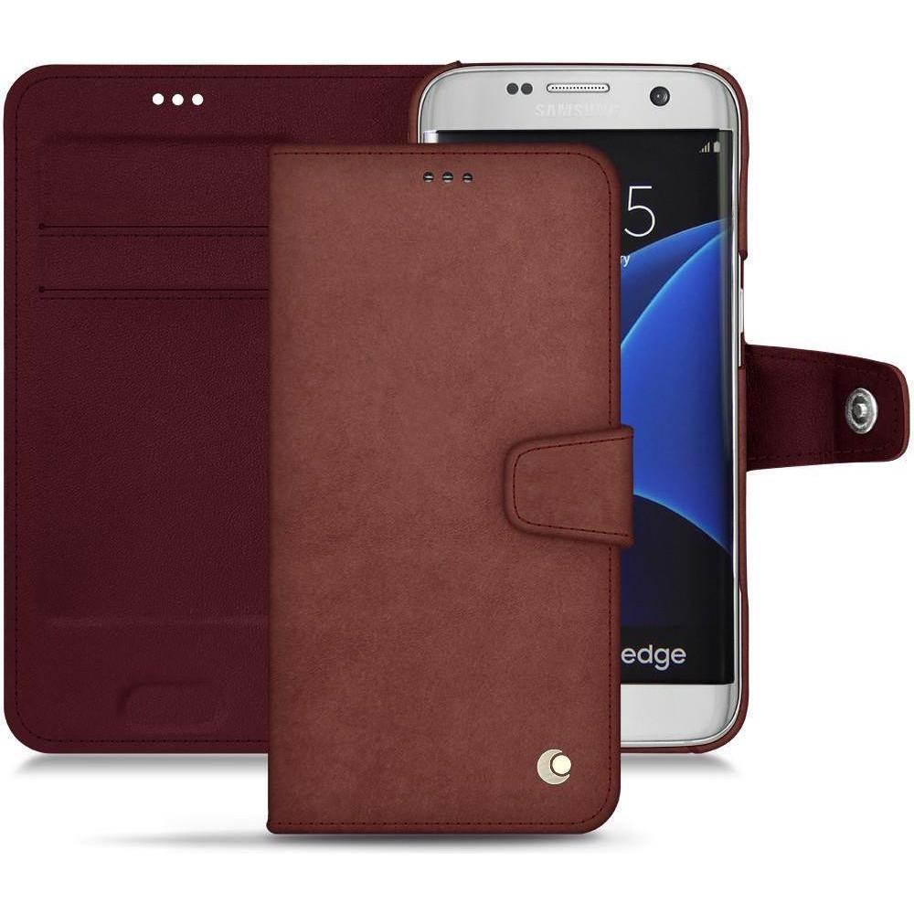Noreve Lederschutzhülle Wallet (Samsung Galaxy S7 Edge), Smartphone Hülle, Braun