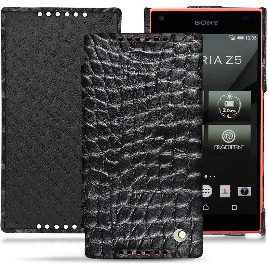 Noreve Lederschutzhülle horizontal (Sony Xperia Z5 Compact), Smartphone Hülle, Schwarz
