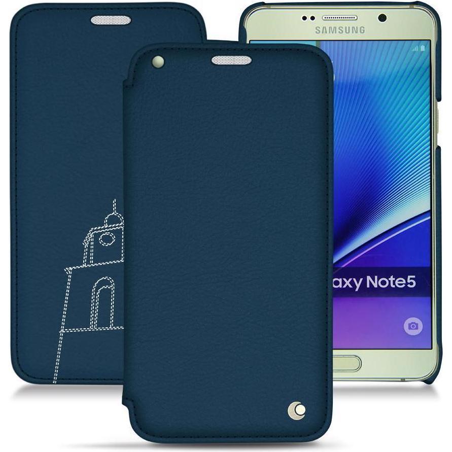 Noreve Lederschutzhülle horizontal (Samsung Galaxy Note 5), Smartphone Hülle, Blau