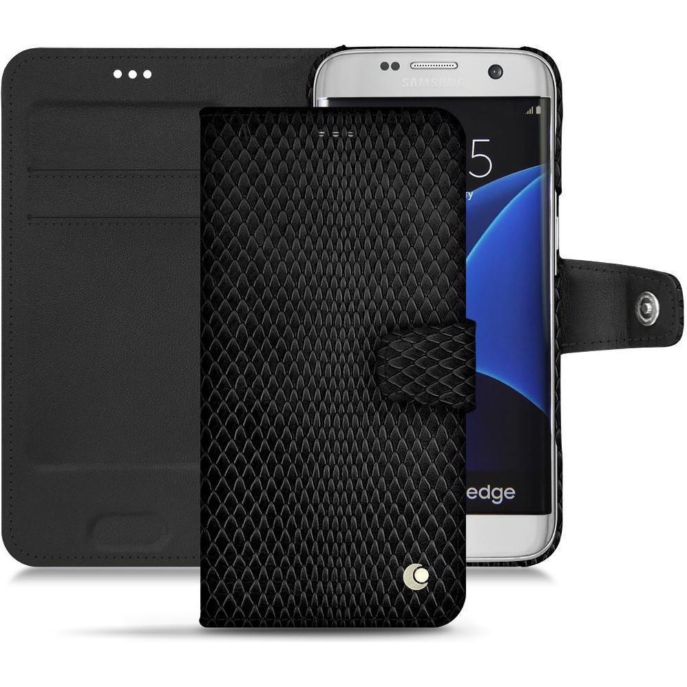 Noreve Lederschutzhülle Wallet (Samsung Galaxy S7 Edge), Smartphone Hülle, Schwarz