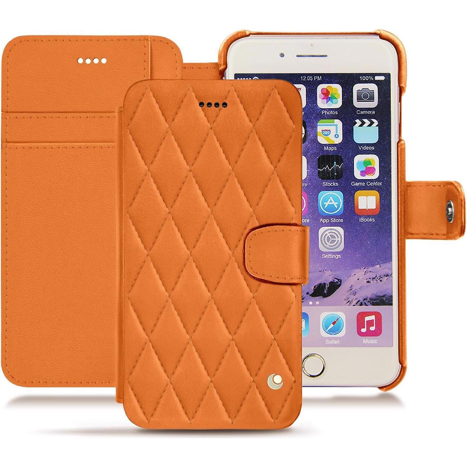 Noreve Lederschutzhülle Wallet (Apple iPhone 7 Plus), Smartphone Hülle, Orange