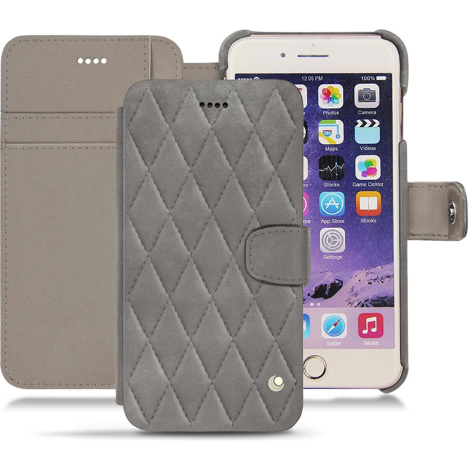 Noreve Lederschutzhülle Wallet (Apple iPhone 7 Plus), Smartphone Hülle, Grau