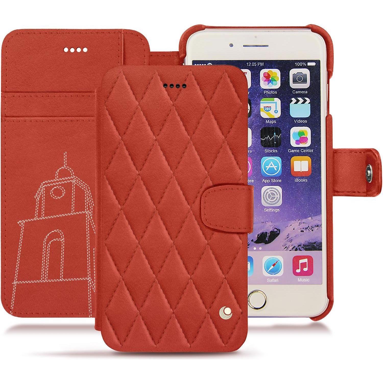 Noreve Lederschutzhülle Wallet (Apple iPhone 7 Plus), Smartphone Hülle, Orange